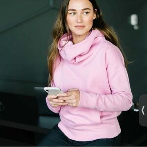 ZYIA Active Oh So Soft Funnel Neck Bubblegum Pink‎ Cowl Neck Sweater Fleece Line